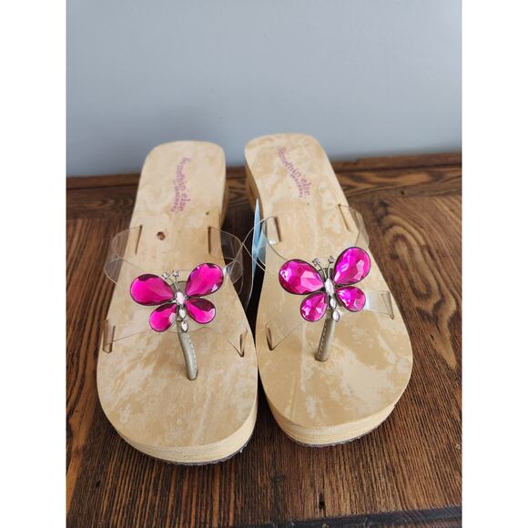 Y2K Vtg Somethin’ Else by Sketcher red rhinestone wedge Women  sandal Sz 7 NIB - Picture 1 of 8